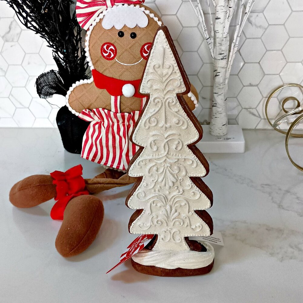 NEW! SHABBY CHIC Sugary FROSTED  GINGERBREAD COOKIE TREE